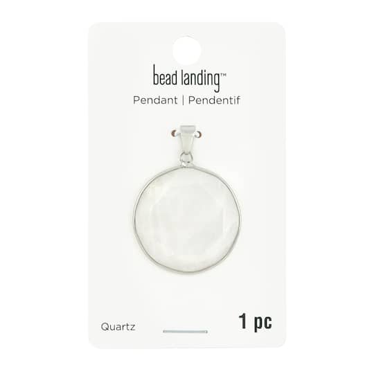 12 Pack: White Quartz Round Faceted Pendant by Bead Landing™